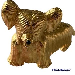 Yorkshire Terrier Dog Brooch Gold Tone Vintage